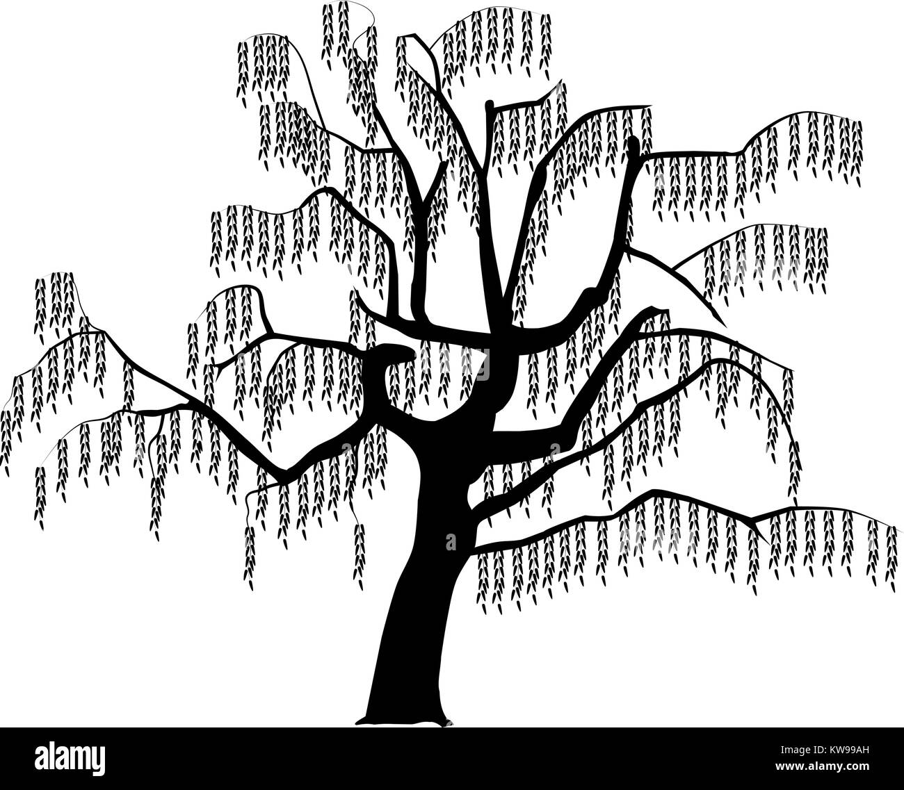 vector image of a tree in black/white Stock Vector