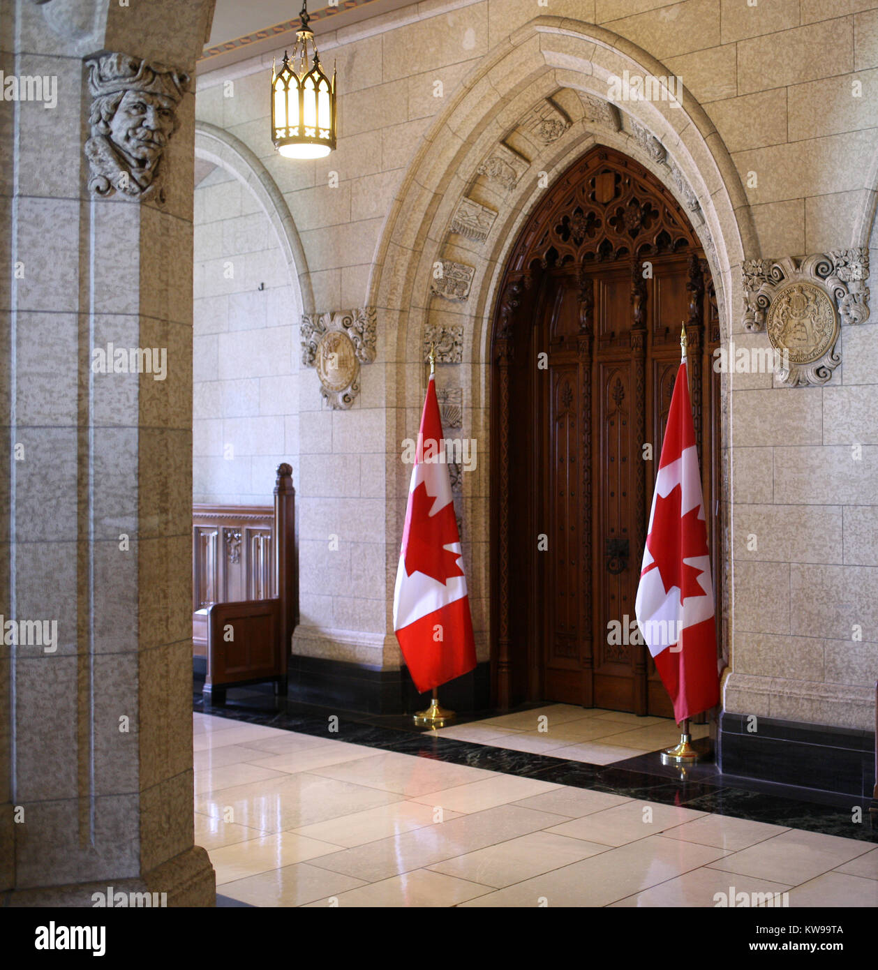 The House of Commons and Centre Block of the Parliament Buildings in Ottawa Ontario, Canada. Stock Photo