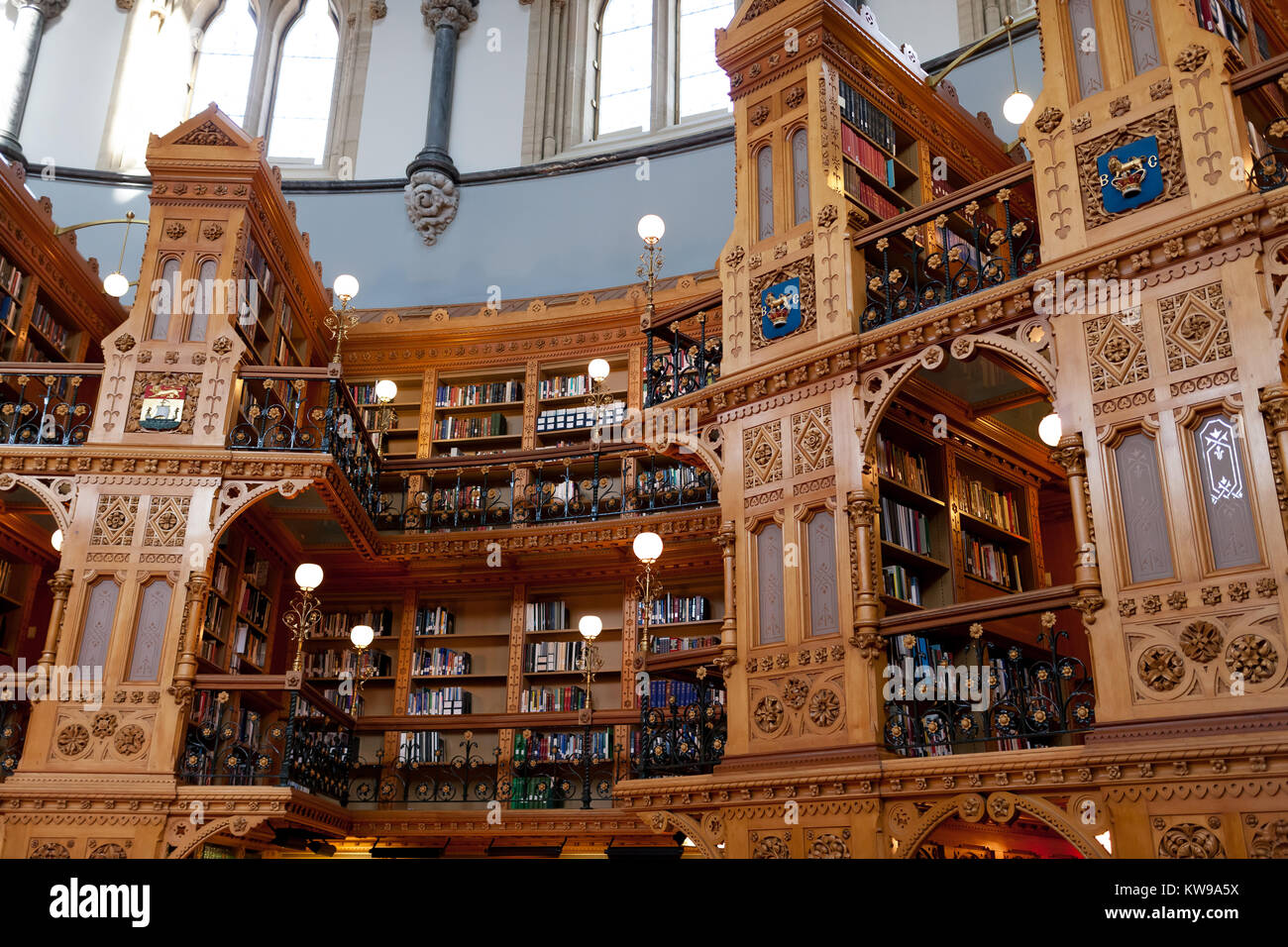 Interior images of Canada's Library of Parliament. Stock Photo