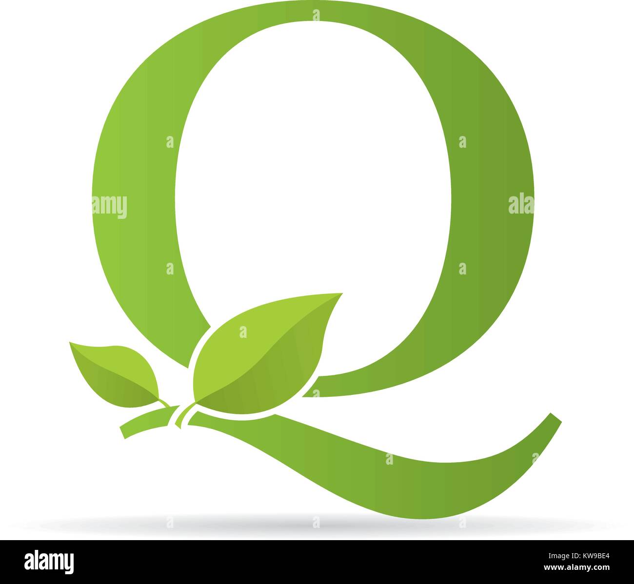 Logo with letter q of green color decorated with green leaves - Vector ...