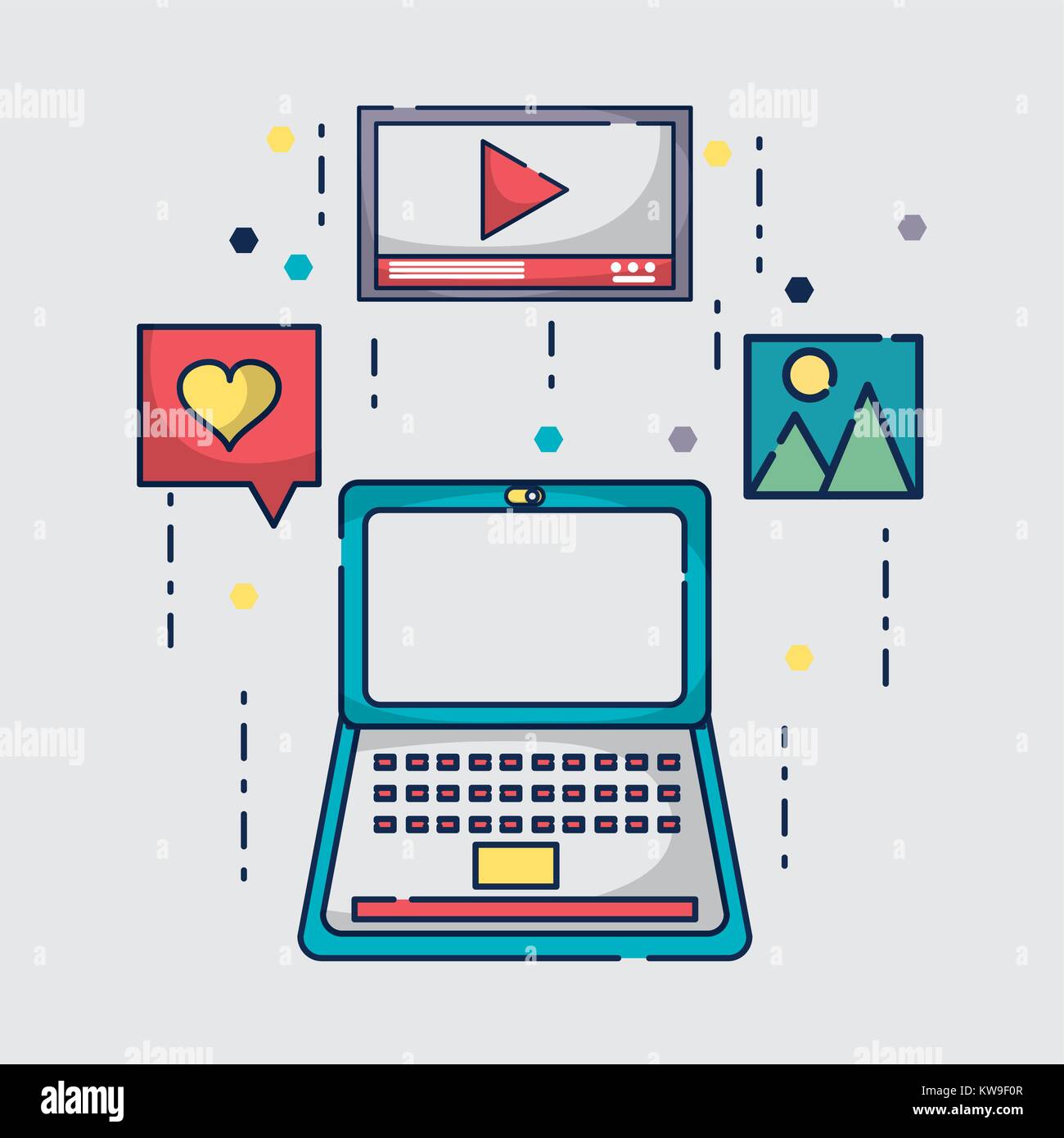 network social connection media technology vector illustration Stock