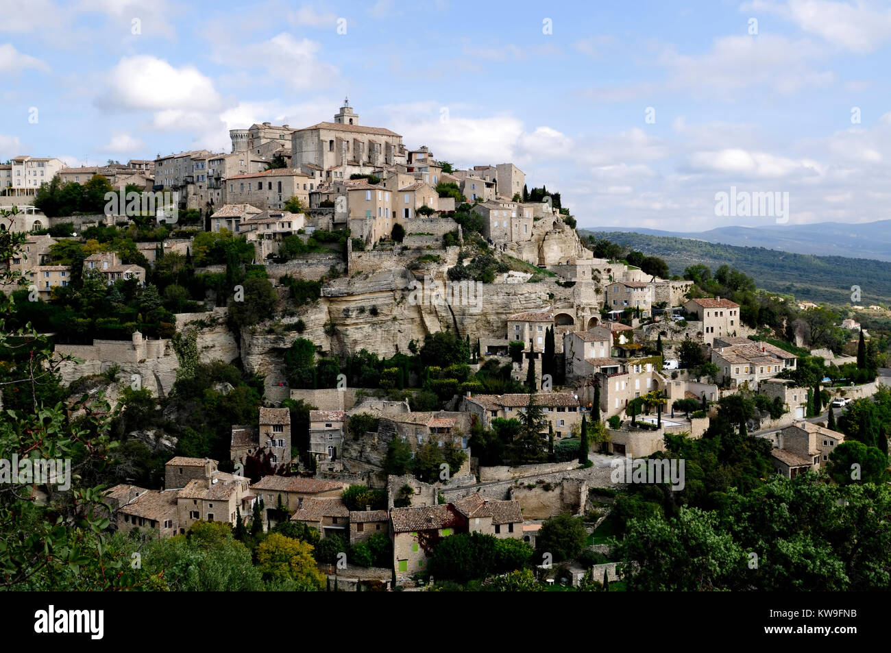 Gordes is one of the most beautiful villages in Provence and listed as one of the most beautiful villages in France. Les Plus Beaux Villages de France Stock Photo
