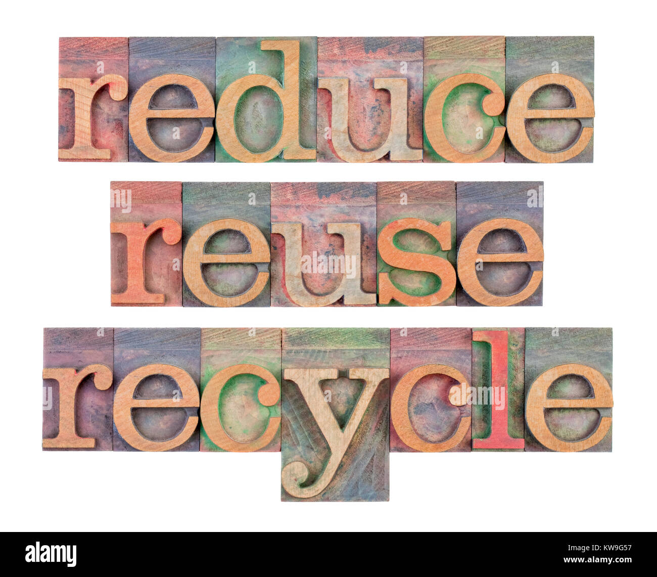 reduce, reuse and recycle - isolated word abstract in vintage wooden ...