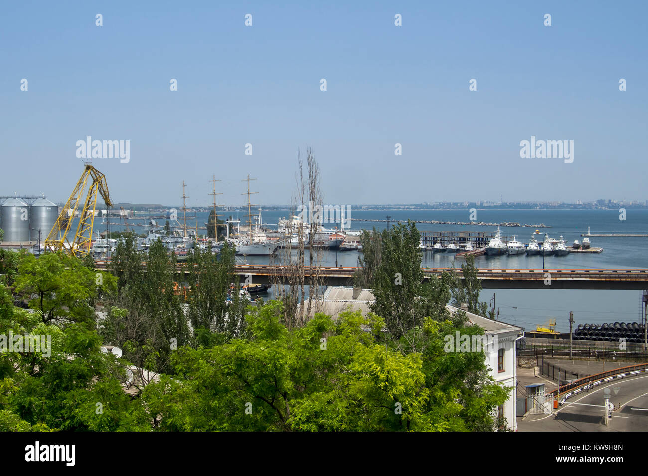 ODESSA, UKRAINE - JUNE 18, 2016:  View of the Port of Odessa Stock Photo