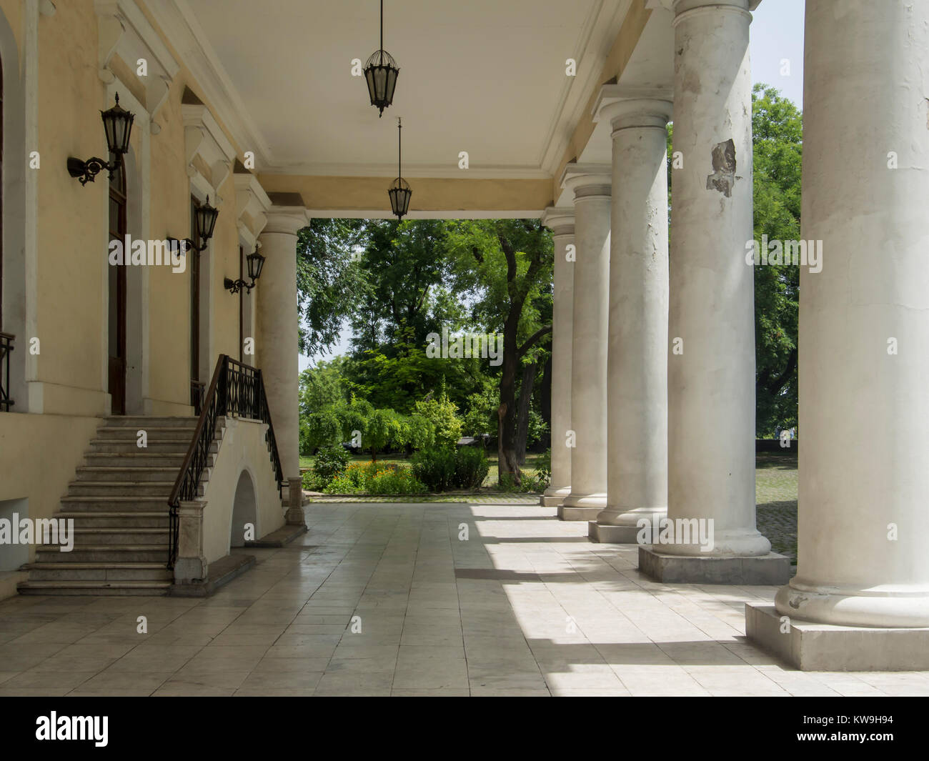 ODESSA, UKRAINE - JUNE 18, 2016: Columns on the Vorontsov Palace Stock Photo