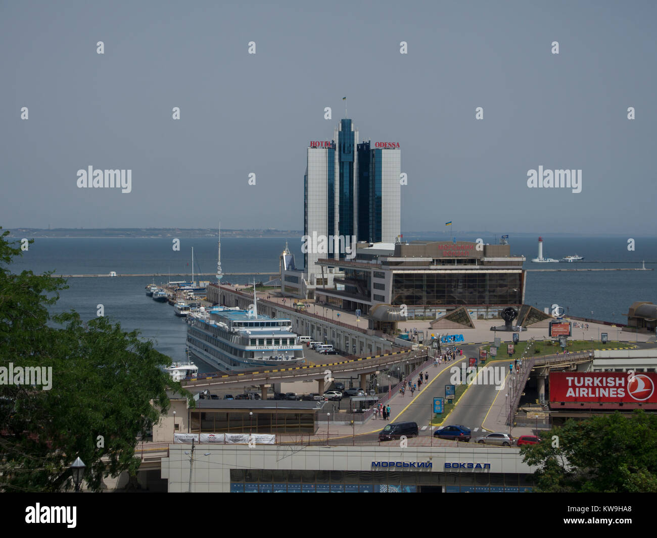 ODESSA, UKRAINE - JUNE 18, 2016:  Odessa Hotel on the waterfront beside the Harbour Stock Photo