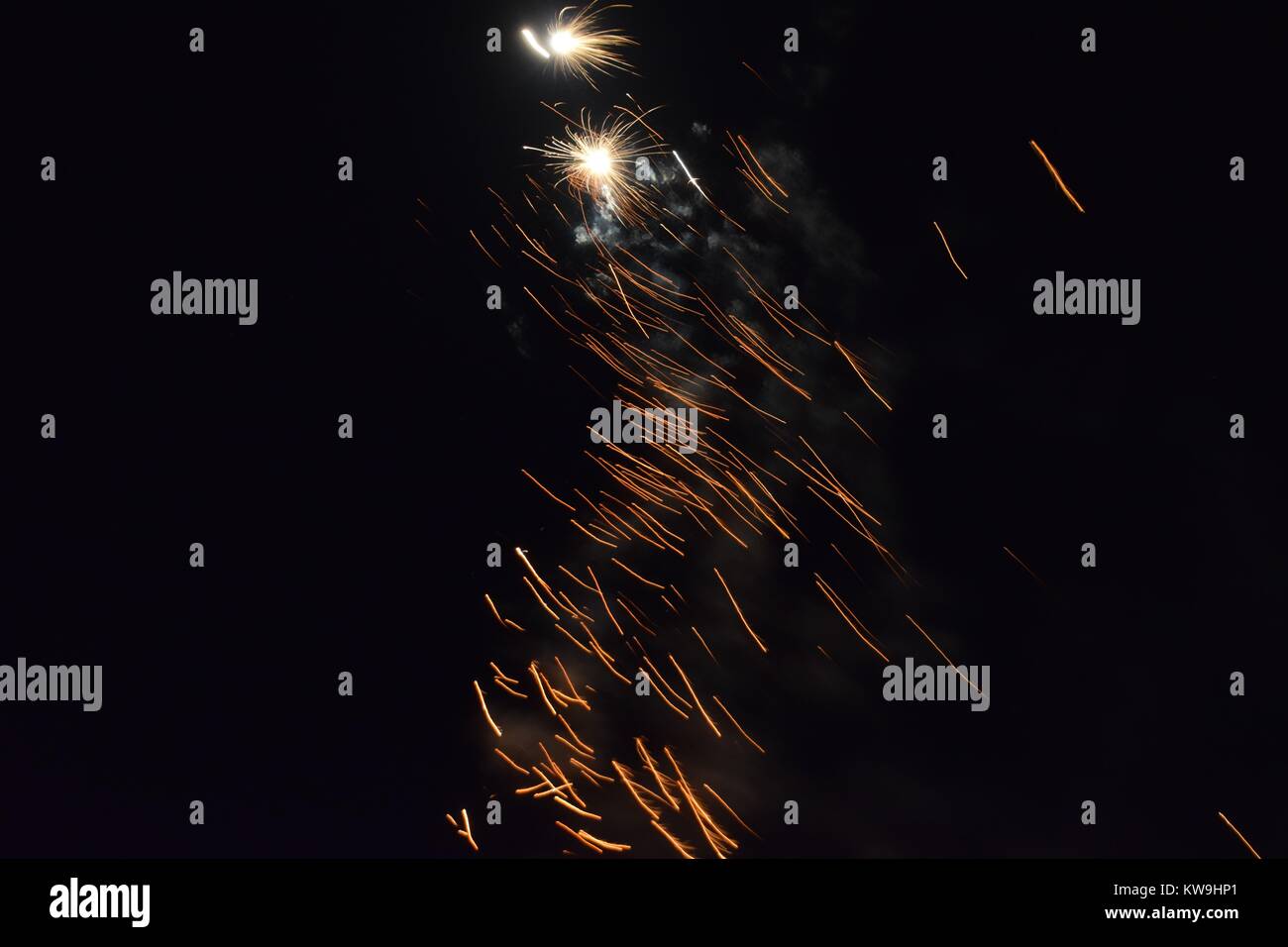 dark sky and Exploded fireworks Stock Photo Alamy