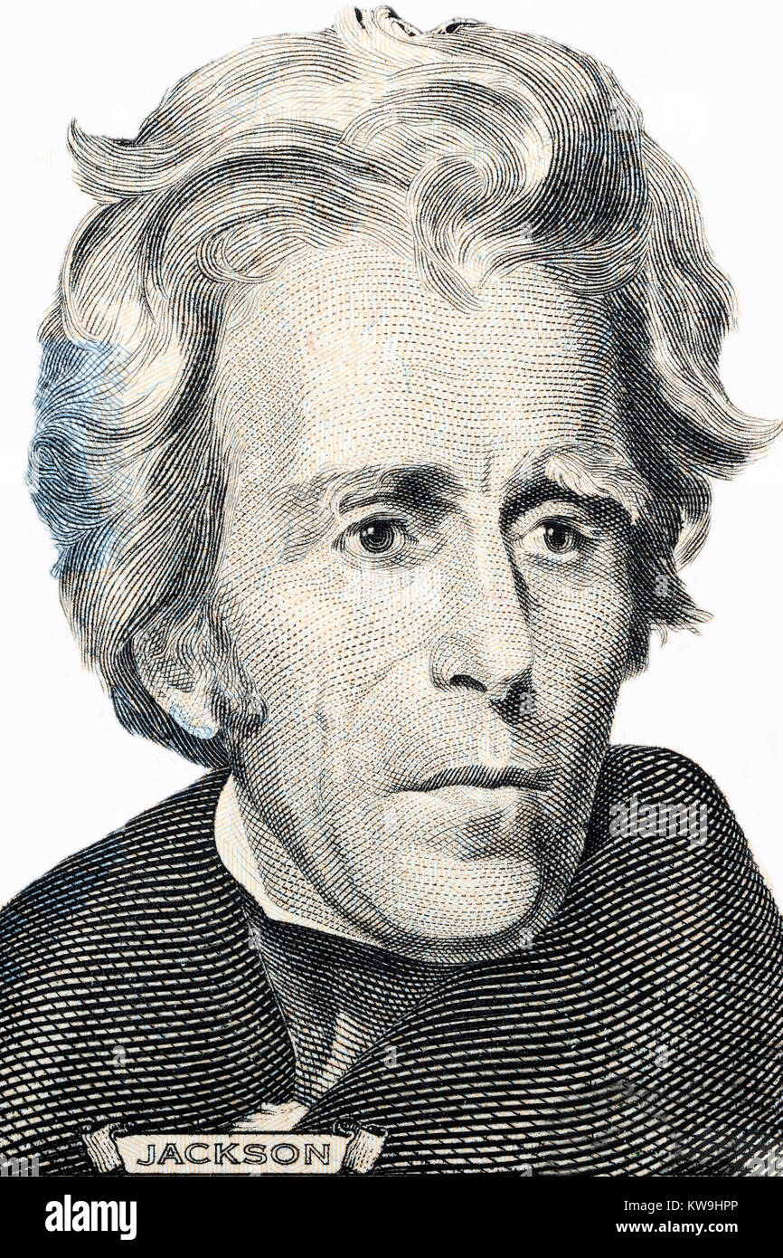 Andrew Jackson portrait on a white background Stock Photo