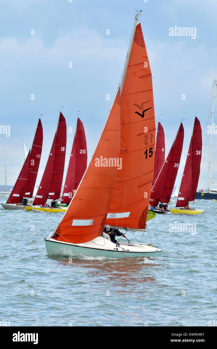 redwing class yachts racing off of the royal yacht squadron in Cowes week annual yachting