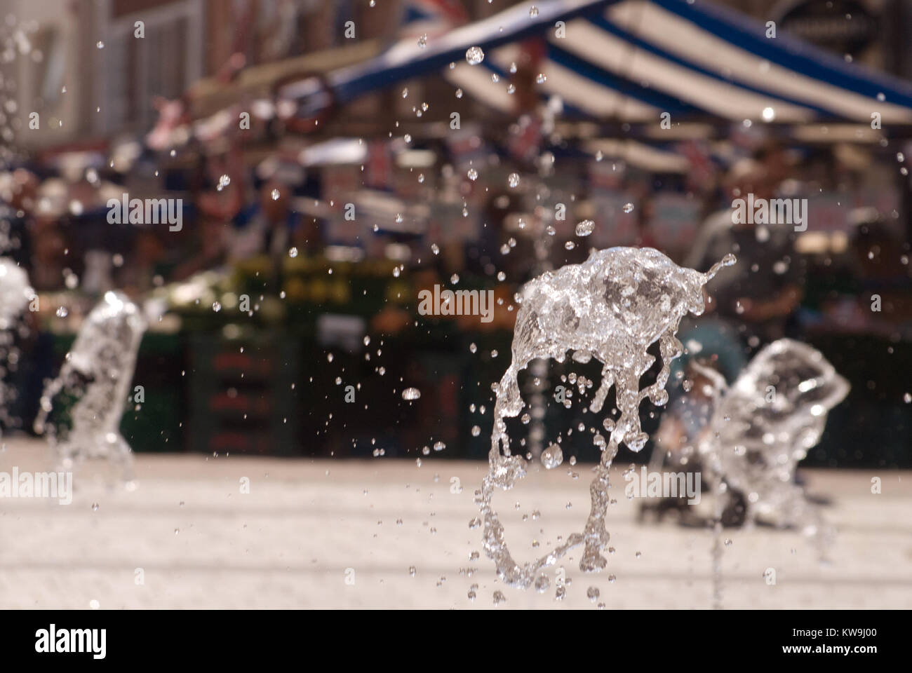 Fountains in outdoor market square, Stockton-on-Tees Stock Photo