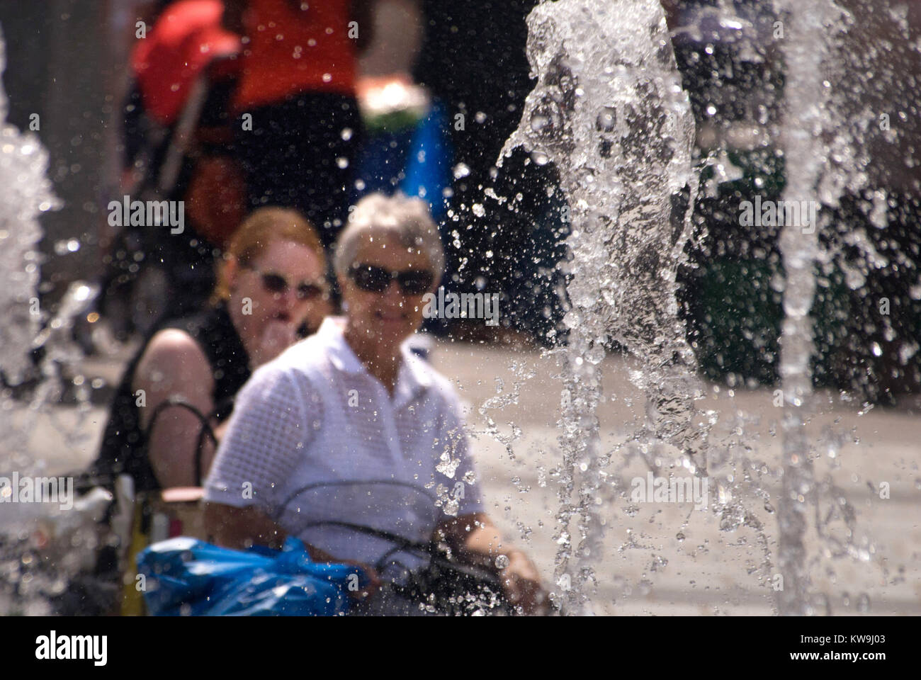 Fountains in outdoor market square, Stockton-on-Tees Stock Photo