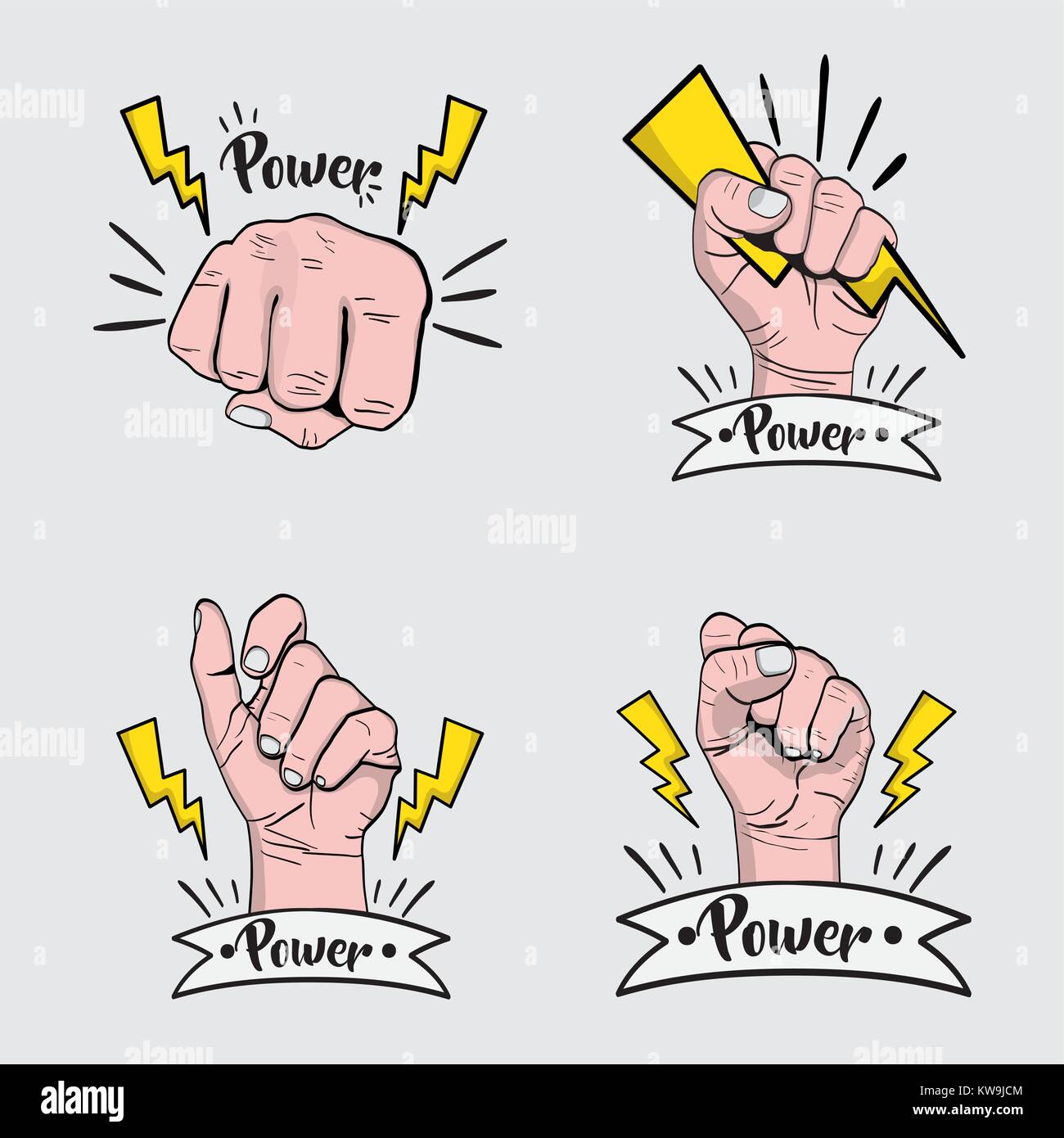 set power hand strong protest vector illustration Stock Vector Image ...