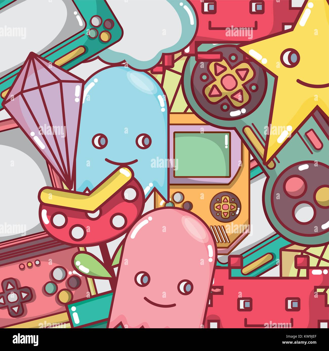 videogame play game simulator background vector illustration Stock ...