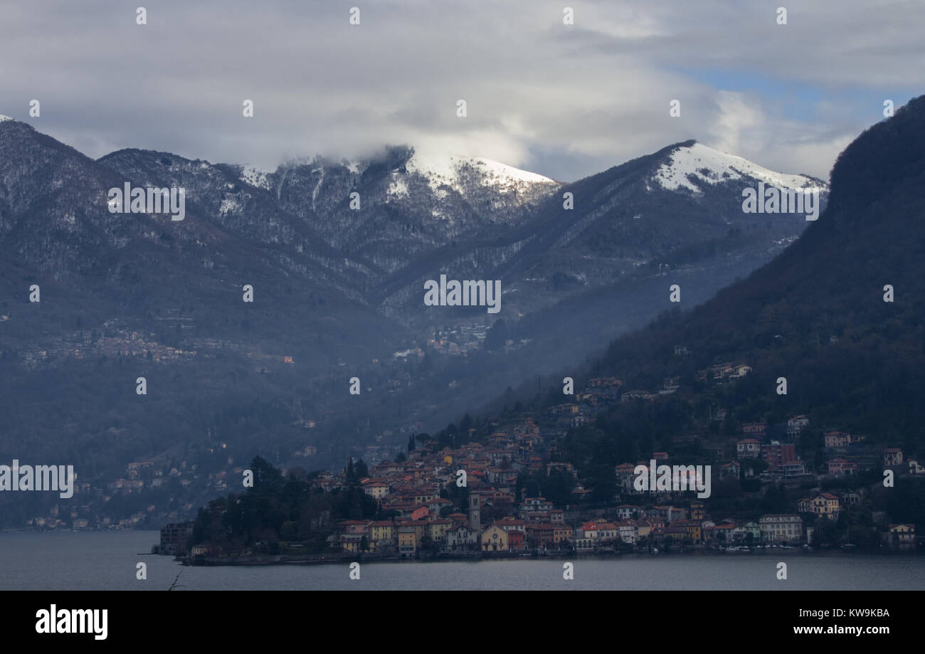 Picturesque Lake Como countries on a winter afternoon Stock Photo - Alamy