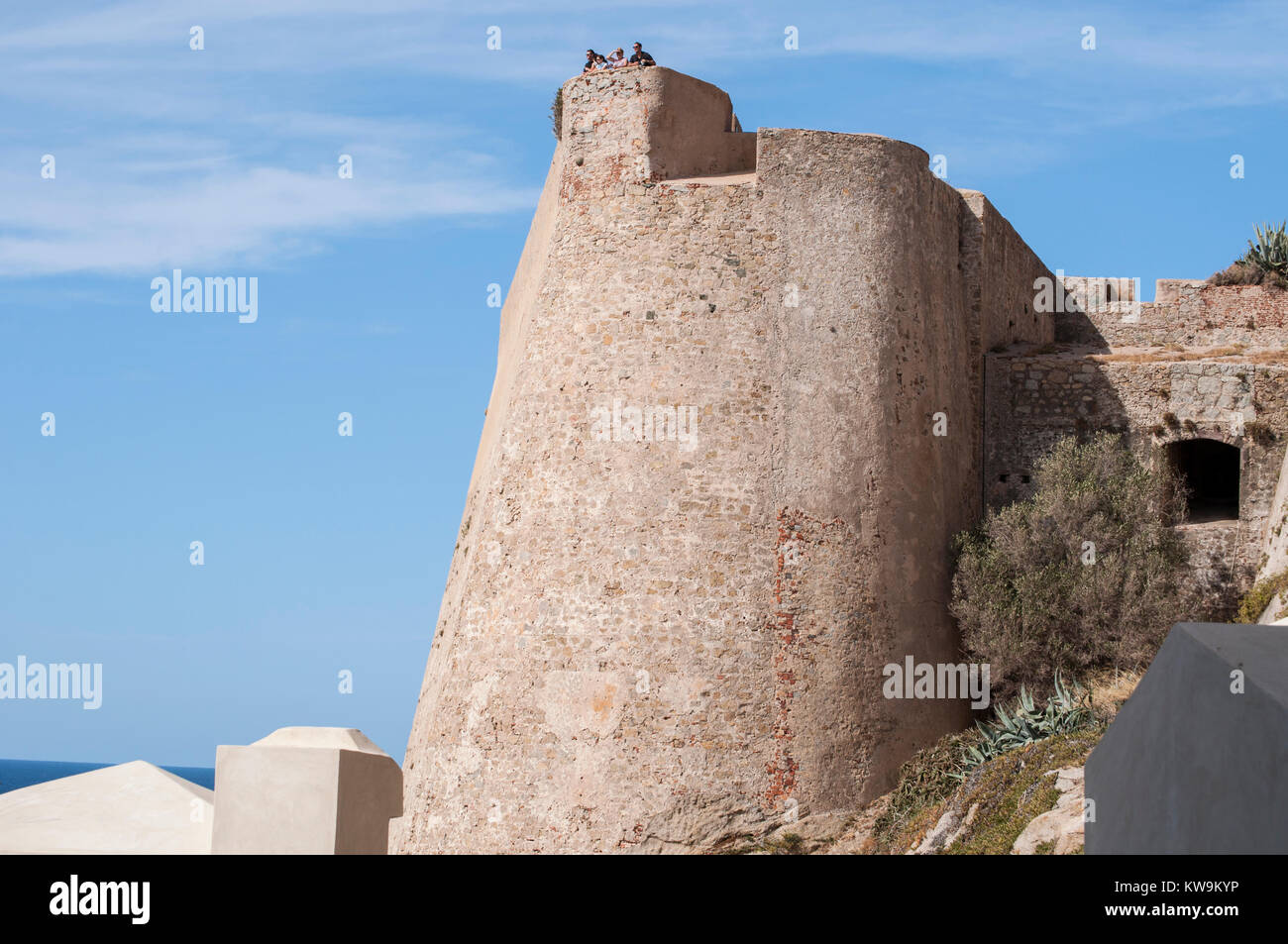 Corsica: architectural details of the ancient walls of the perched Citadel of Calvi, famous tourist destination on the northwest coast Stock Photo