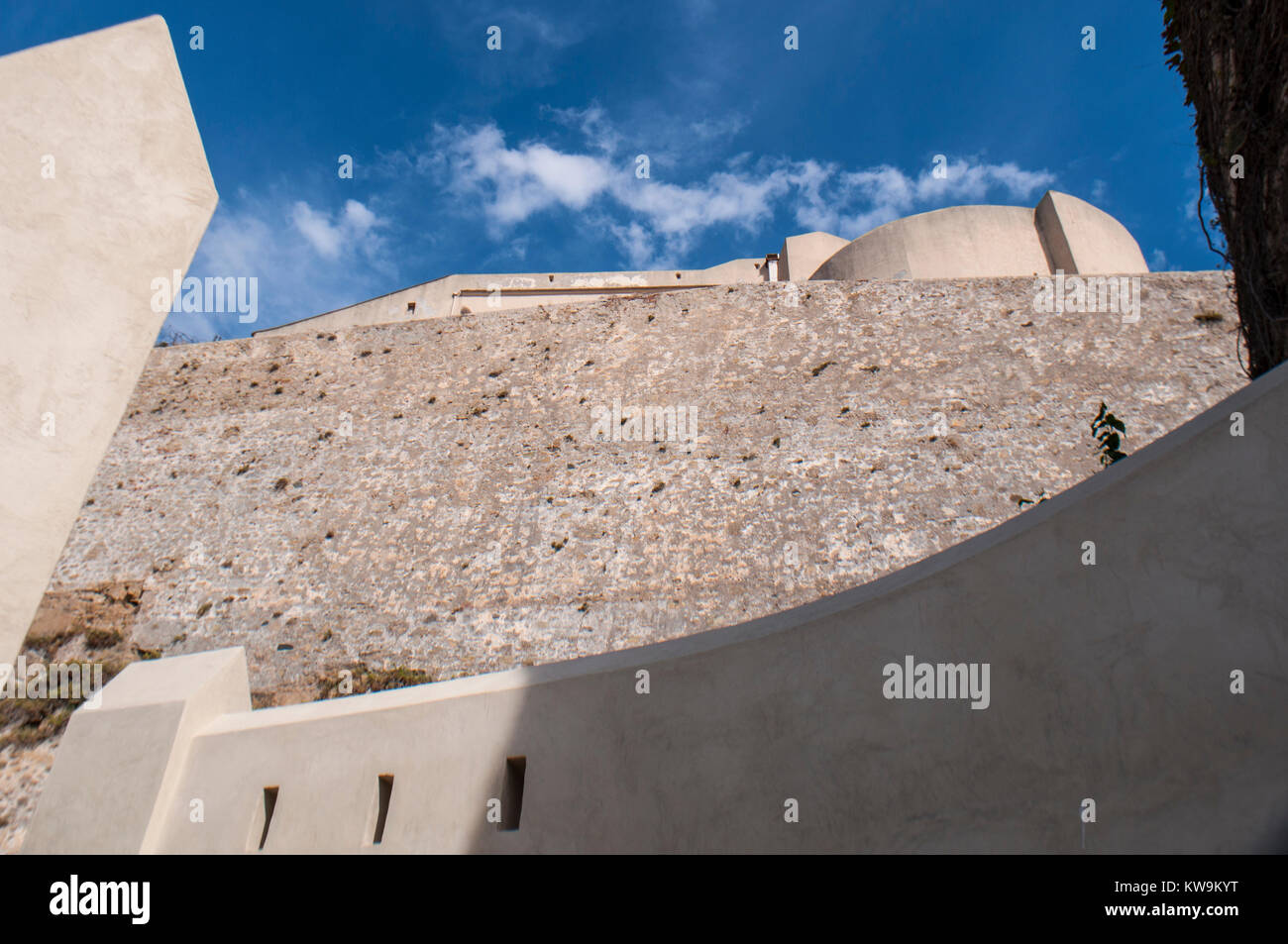 Corsica: architectural details of the ancient walls of the perched Citadel of Calvi, famous tourist destination on the northwest coast Stock Photo