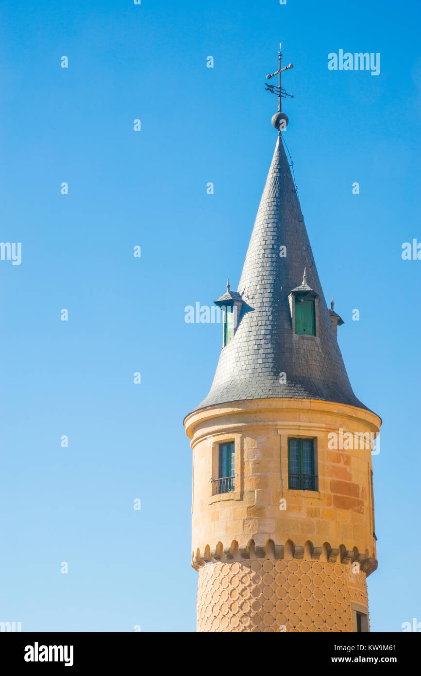 Tower of the Alcazar. Segovia, Spain. Stock Photo