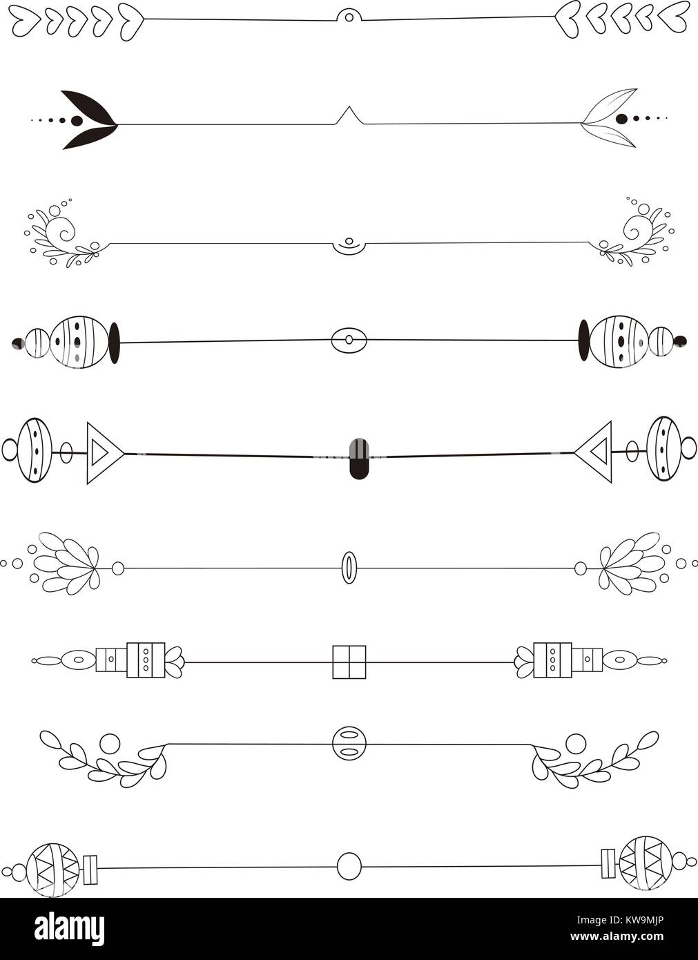 Set Of Hand Drawn Decorative Calligraphic Elements Stock Vector Image ...