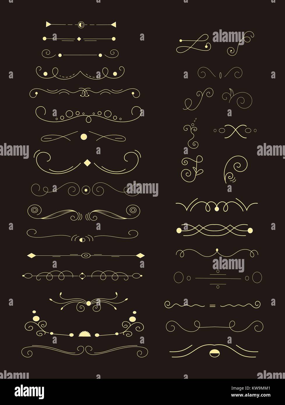 Set Of Hand Drawn Decorative Calligraphic Elements Stock Vector Image ...