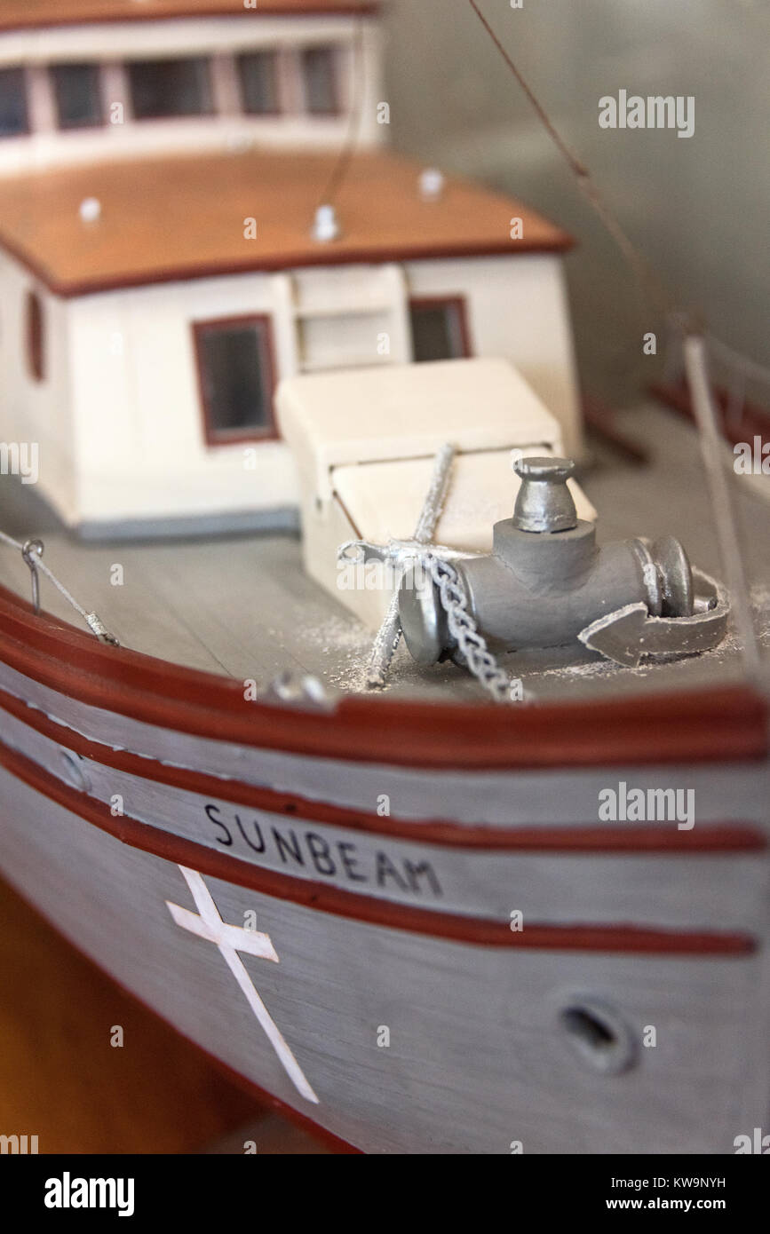 The 'Sunbeam,' a model ship at the Maine Seacoast Mission, Bar Harbor, Maine, USA Stock Photo