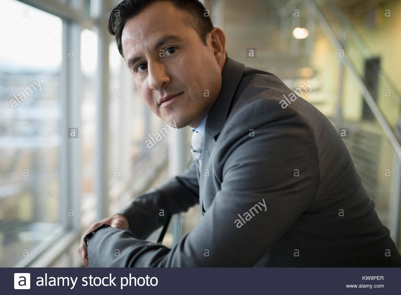 Portrait confident,determined Latino businessman Stock Photo
