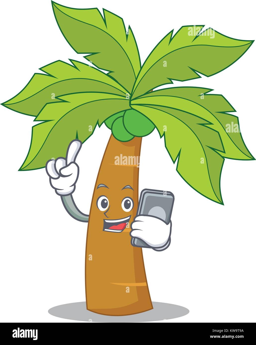 Cartoon Tree Using Phone With phone palm tree character cartoon Stock Vector Image & Art - Alamy