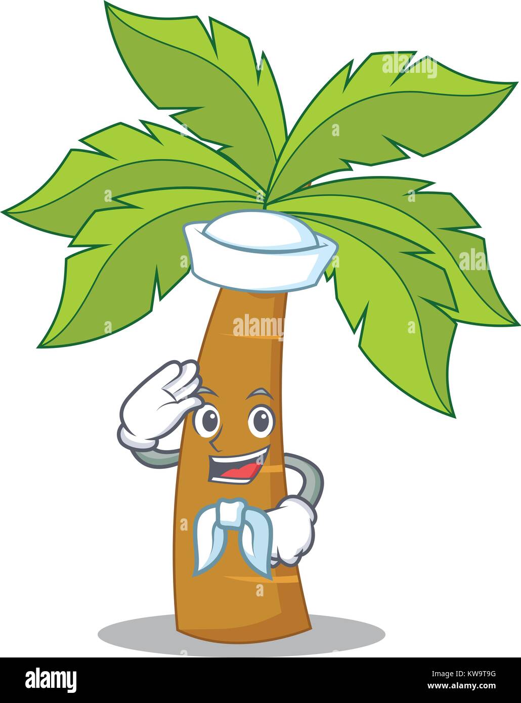 Sailor palm tree character cartoon Stock Vector