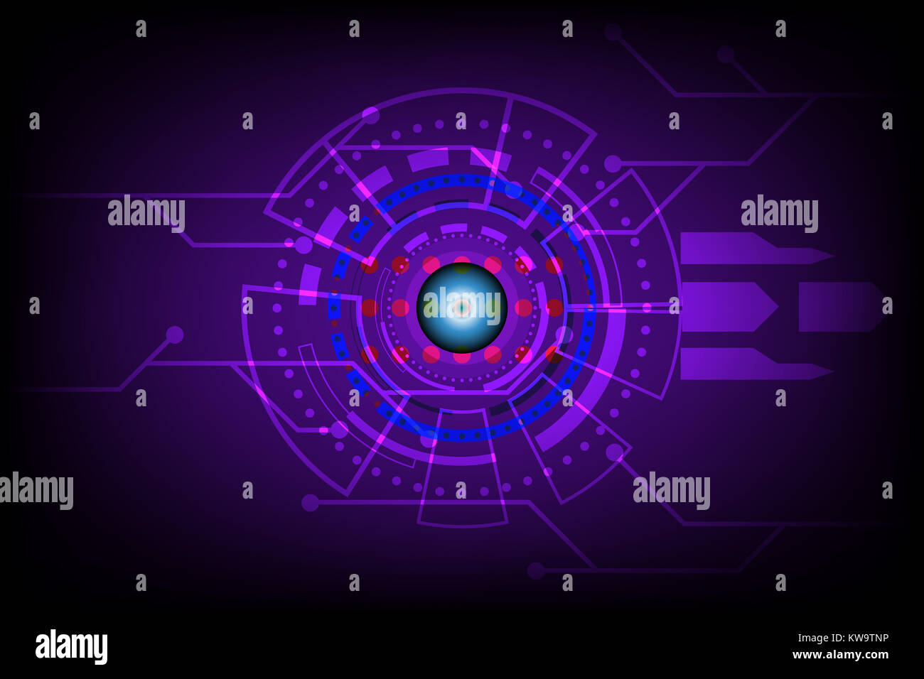 abstract future circle technology concept vector illustration on purple ...