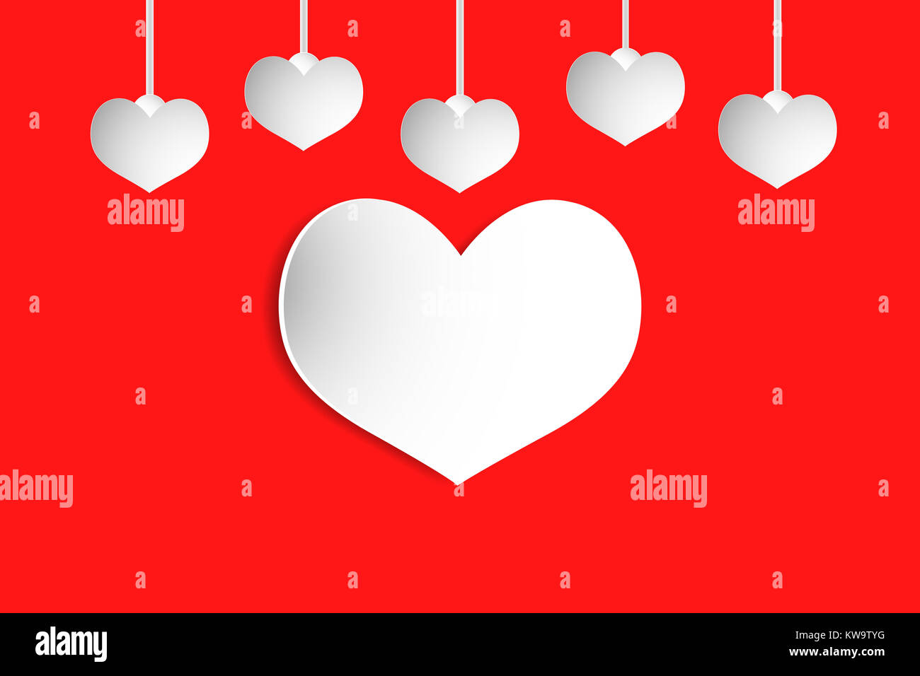 Valentine day heart white concept design art paper style on red ...