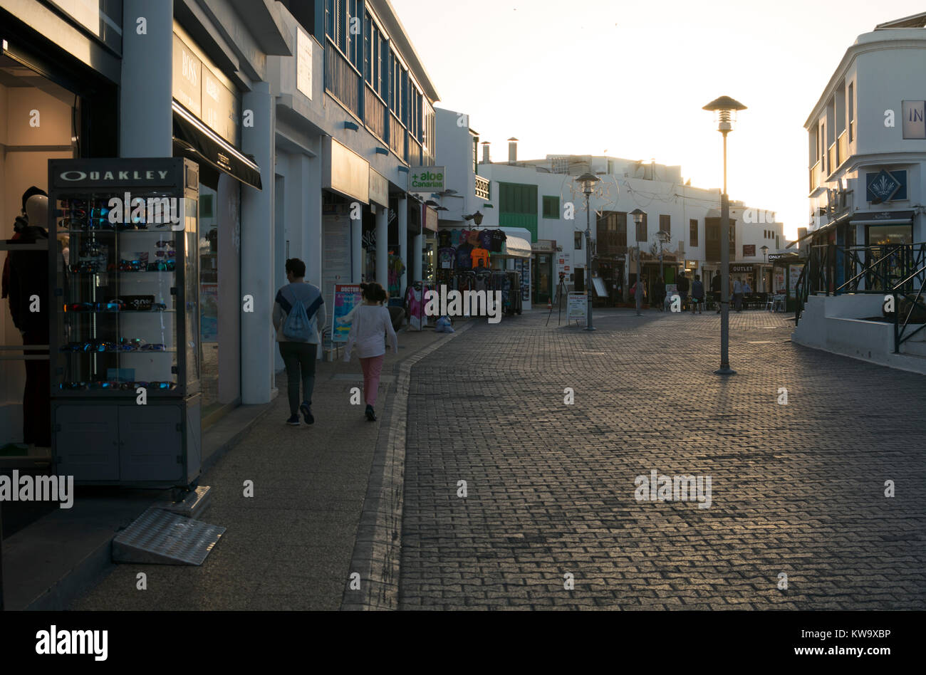 Pedestrianised shopping street, Playa Blanca, Lanzarote, Canary Islands