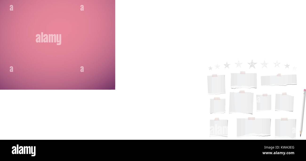 White ripped blank note, notebook paper strips, sheets for text or ...