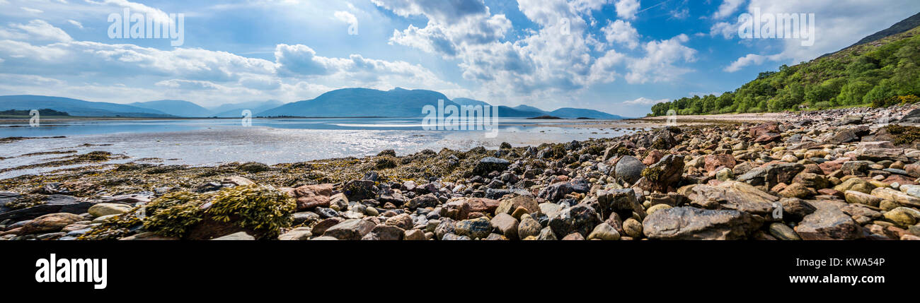 Loch Linnhe at Sallachan Point with the view towards Onich and Glencoe, Ardnamurchan, Scotland Stock Photo