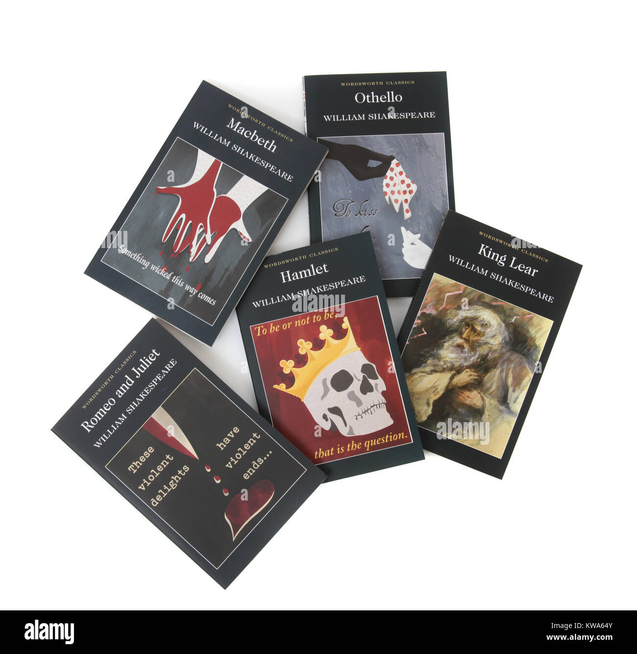 A Collection Of William Shakespeare Books Including Hamlet Othello Macbeth King Lear And Romeo And Juliet Stock Photo Alamy