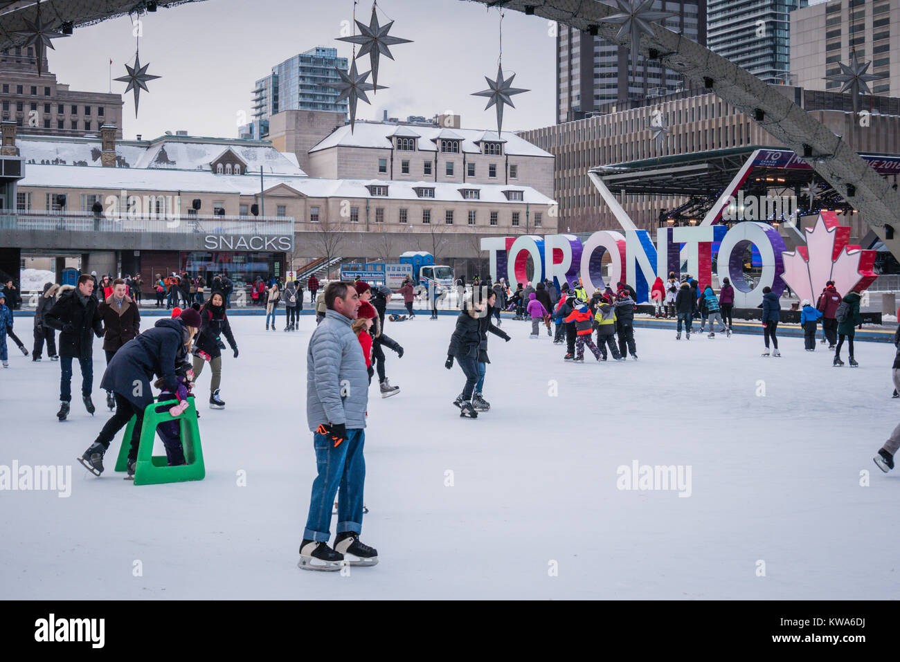 toronto nathan phillips square winter people skating Stock Photo Alamy
