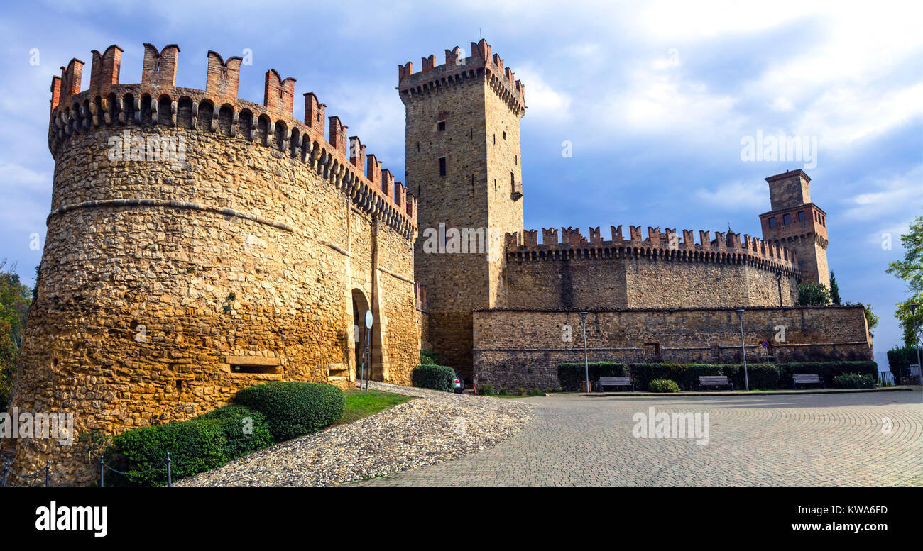 Impressive Vigoleno medieval castle,piacenza,Emilia Romagna,Italy. Stock Photo