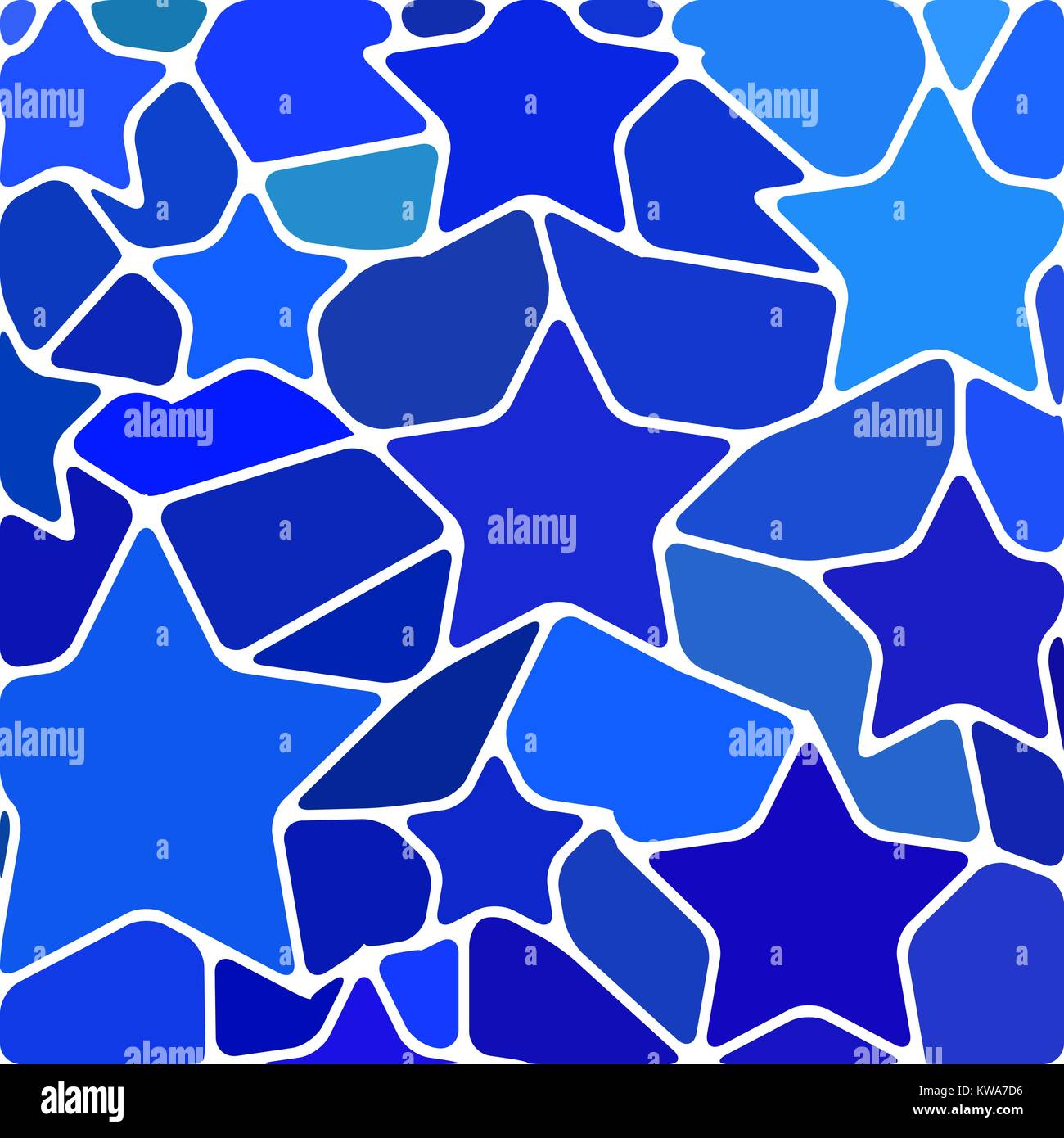 abstract vector stained-glass mosaic background - blue stars Stock ...