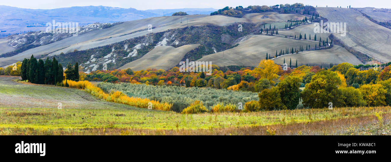 Impressive autumn landscape,Crete Senesi,Tuscany,Italy. Stock Photo