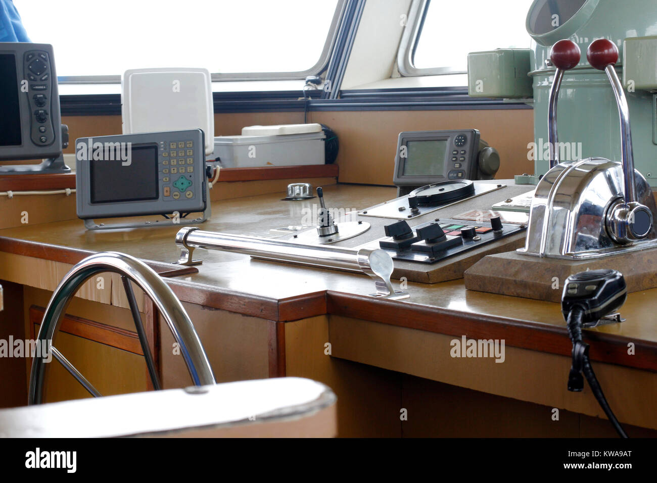 ship's control device of Tug boat Stock Photo