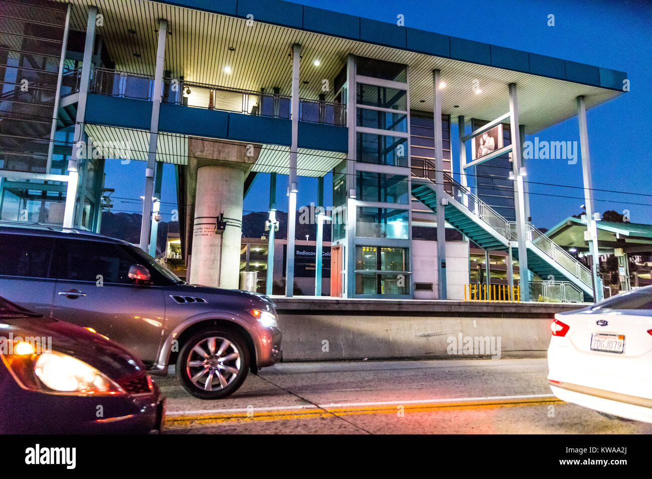 The Sierra Madre Villa Metro station in Pasadena California Stock Photo