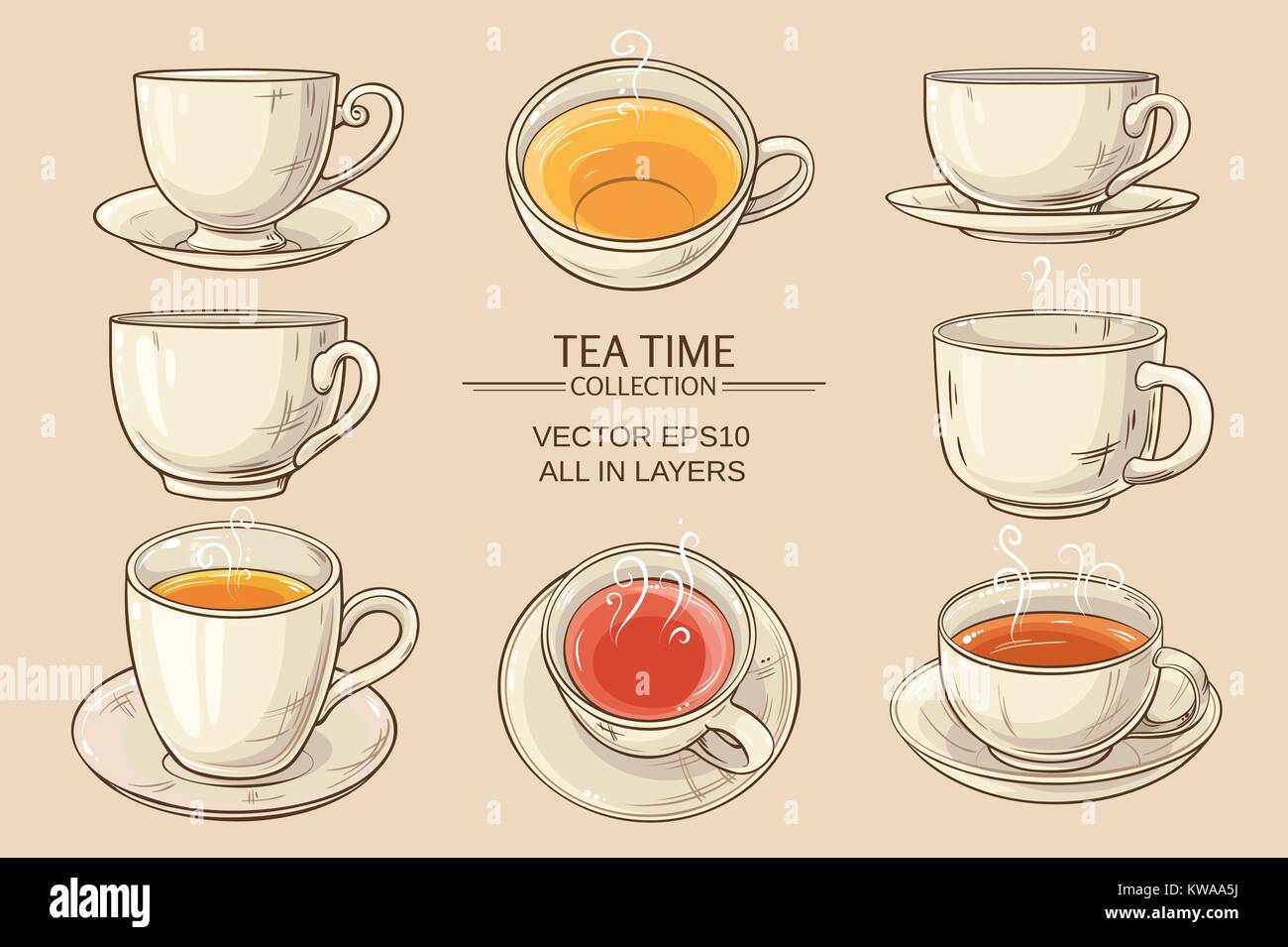 tea cups set Stock Vector Image & Art Alamy