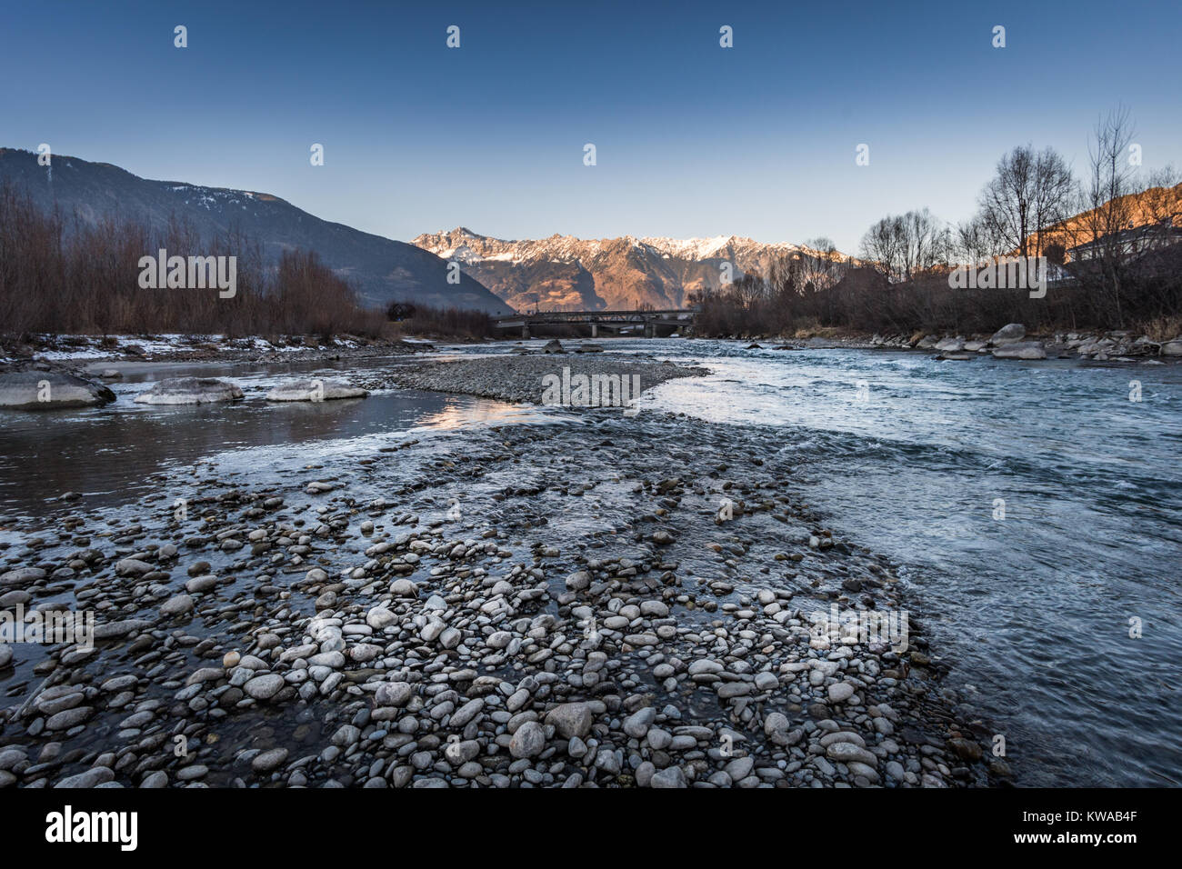 Adige River in South Tyrol, Italy Stock Photo
