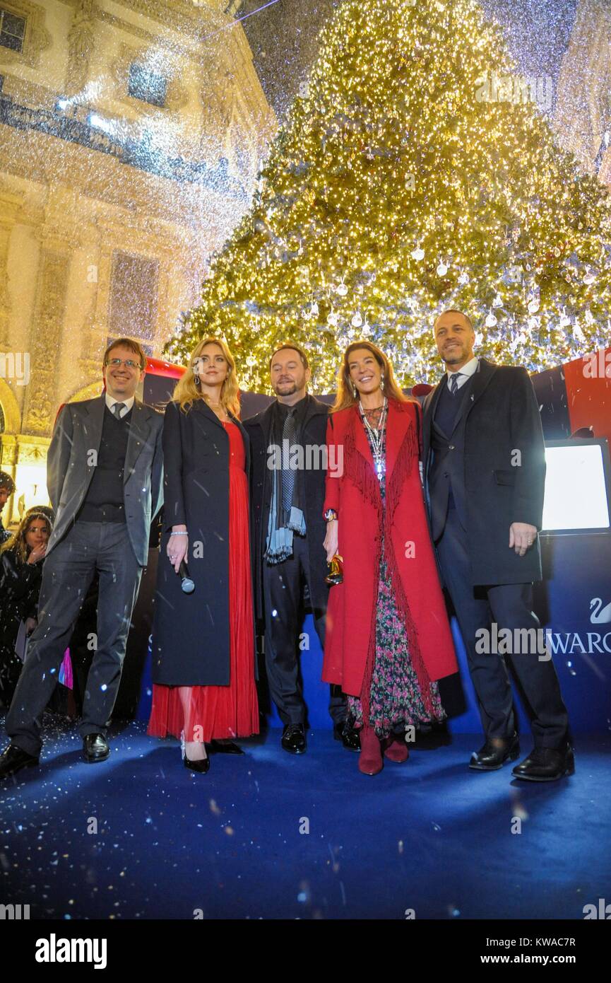 The Swarovski Christmas Tree lighting ceremony at Galleria Vittorio Emanuele in Milan, Italy