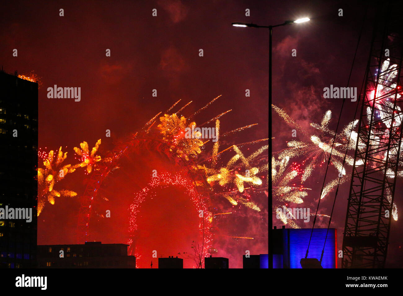 London, UK. 1st Jan, 2018. London New Year celebration at London Eye