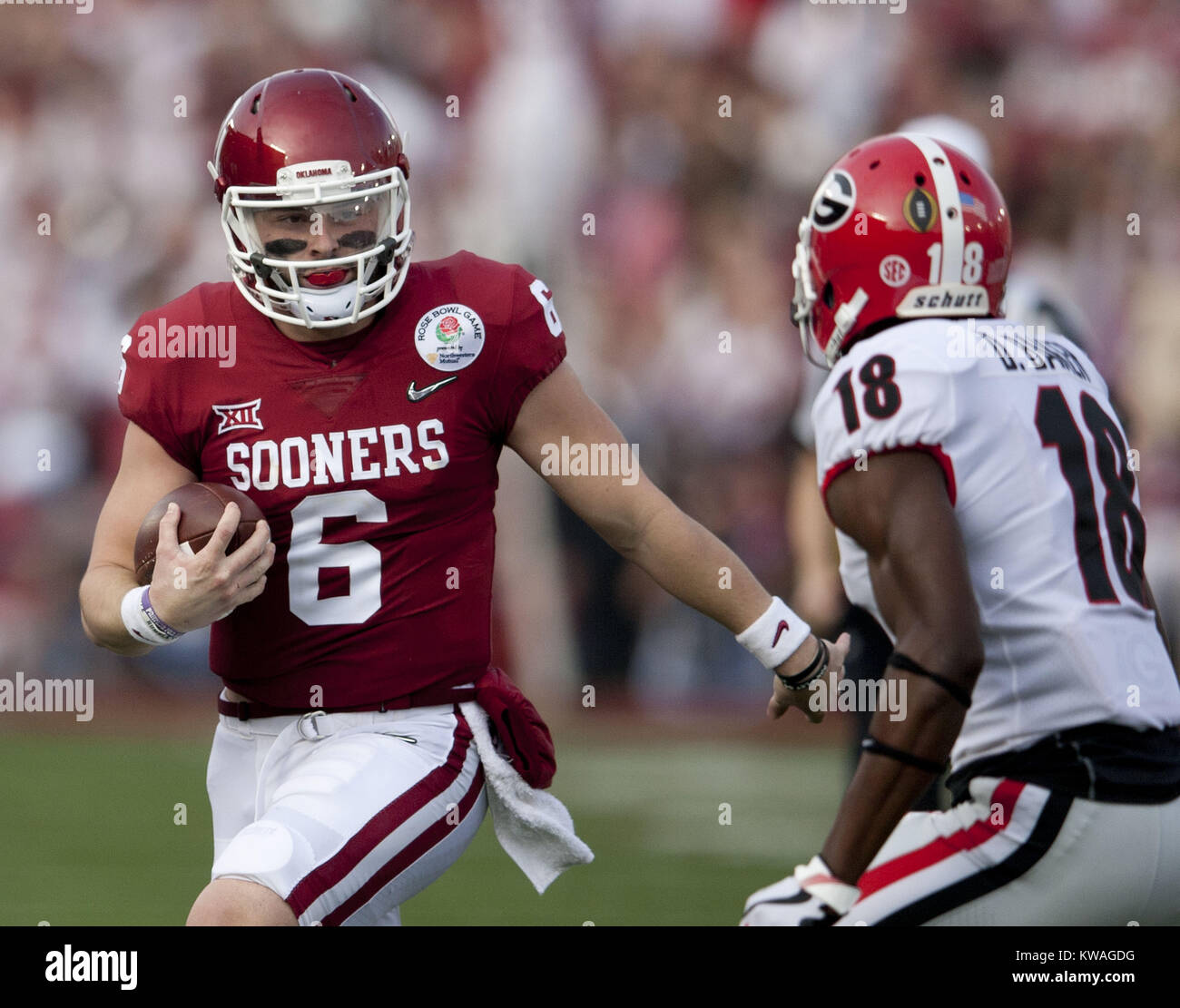 Youth Oklahoma Sooners #6 Baker Mayfield Crimson Football Alumni