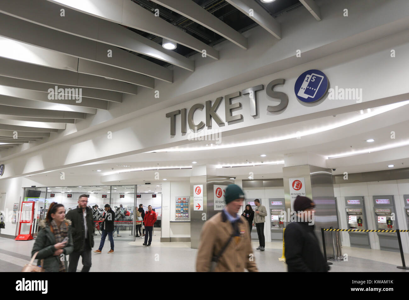 Birmingham New Street, UK. 2nd Jan, 2018. The ticket office in New Street Station, Birmingham, resumes its busy role when much of the population returns to work after the Christmas and New Year break after a rise in rail fares comes into effect today. Credit: Peter Lopeman/Alamy Live News Stock Photo