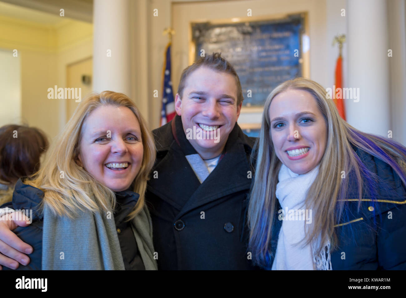 Mineola, New York, USA. January 1, 2018. LR, Nassau County Legislator