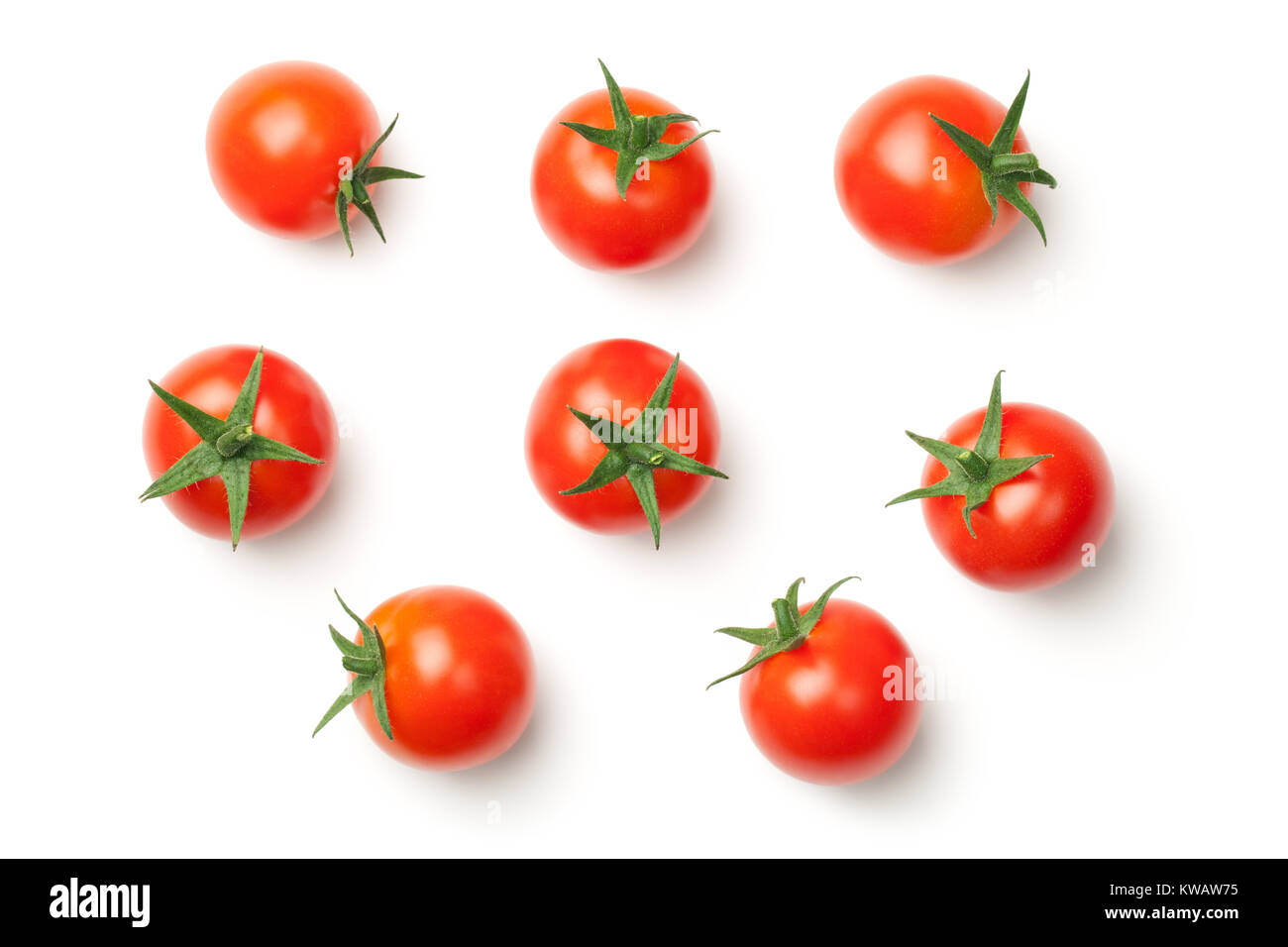 Cherry tomatoes isolated on white background. Top view Stock Photo - Alamy