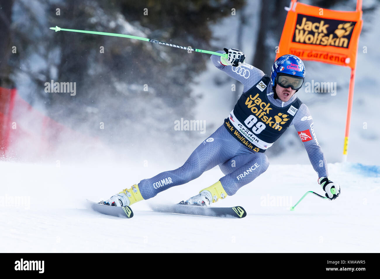 Val Gardena, Italy 16 December 2017. ALLEGRE Nils (Fra) competing in