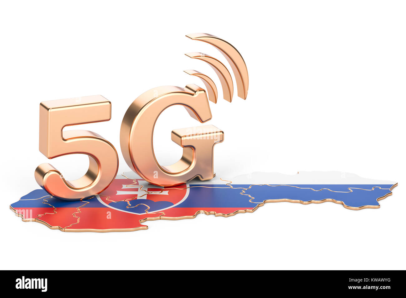 5G in Slovakia concept, 3D rendering isolated on white background Stock Photo