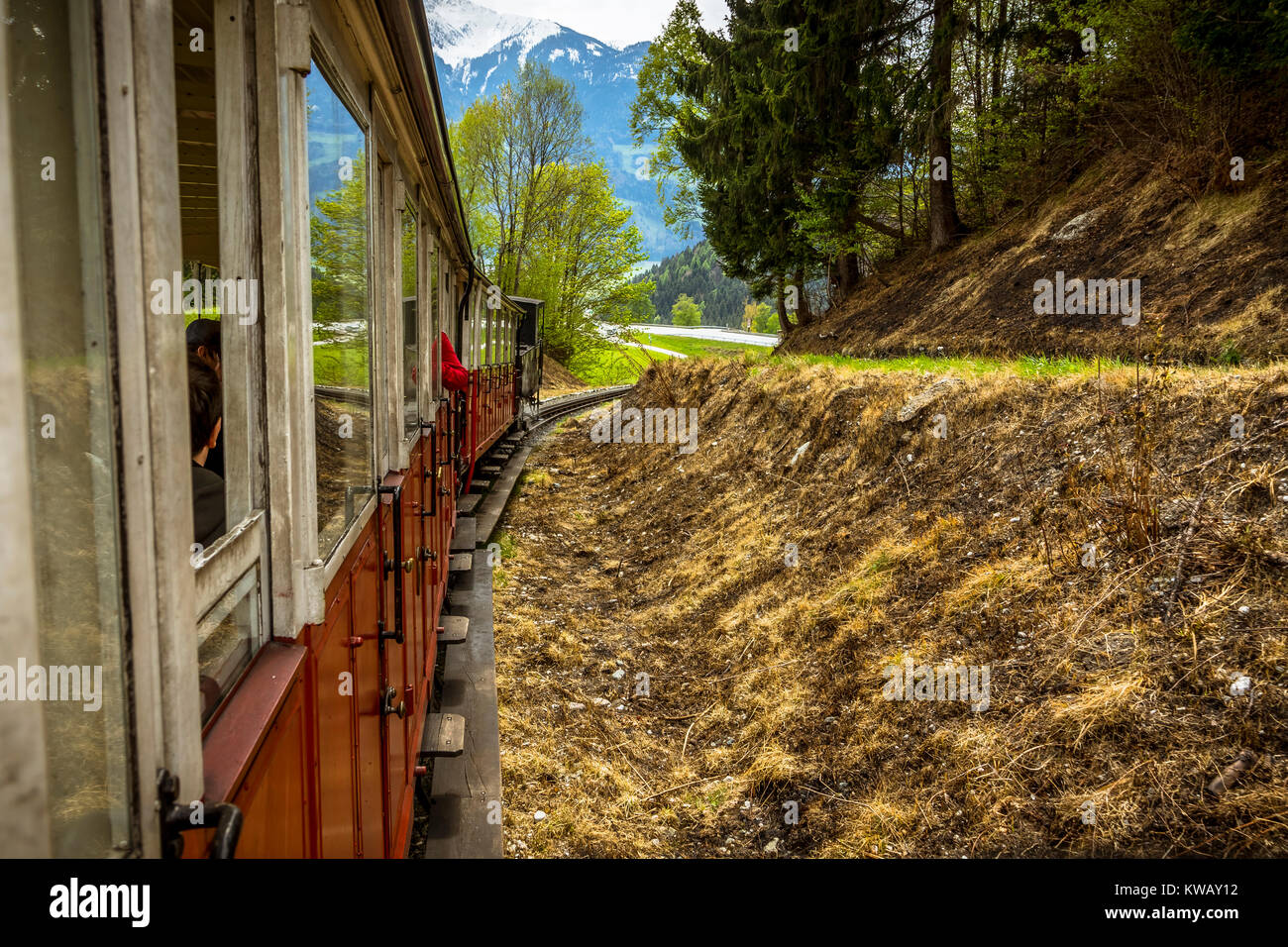 Zillertal tourist train of Austria Stock Photo